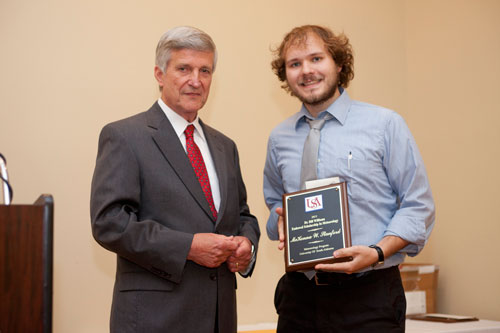 McKenna Stanford receives a 2013 Endowed Scholarship from Dr. Bill Williams