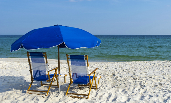 Beach view with two chairs