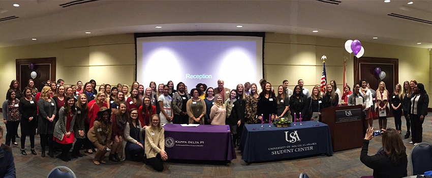 Students in Student Center at awards ceremony