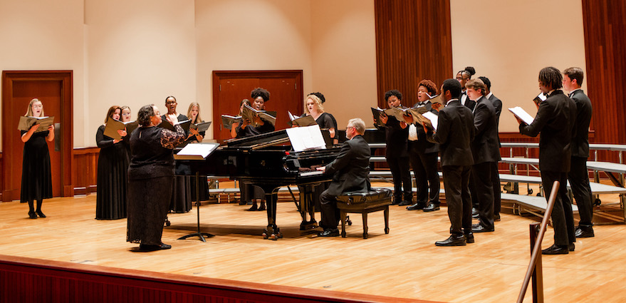 Pictured on stage is the USA University Chorale.