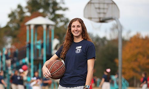 Athlete with a basketball
