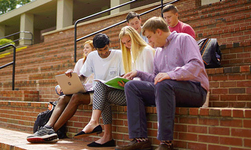 students gathering
