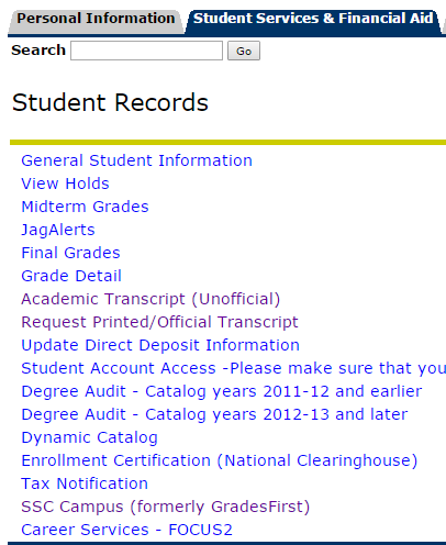 Student Records PAWS