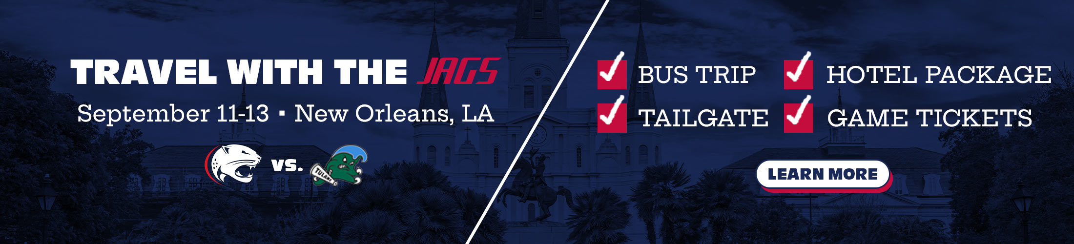 Sept 11-13 New Orleans, LA Bus Trip, Tailgate, Hotel Package, Game Tickets