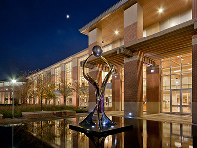 Student Rec Center at night.