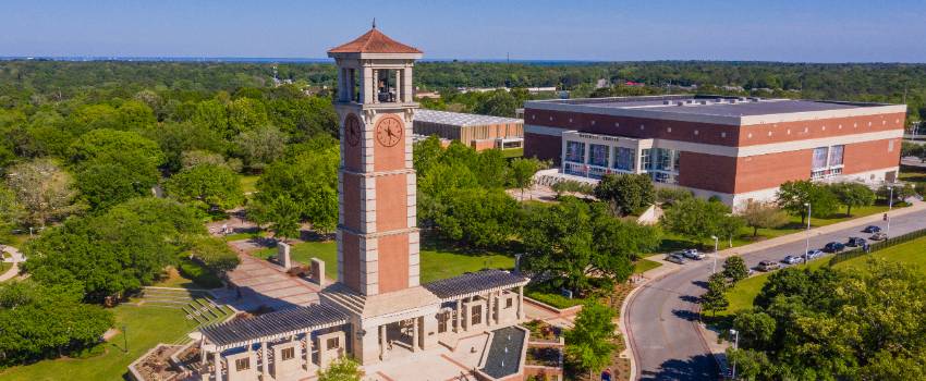 Aerial view of the South Alabama campus.