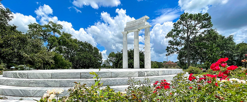 Greek statue on campus.