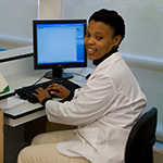 Student working on computer