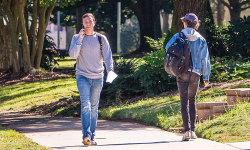 students walking on campus