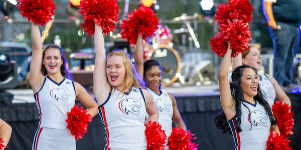 Jag cheerleaders cheering.
