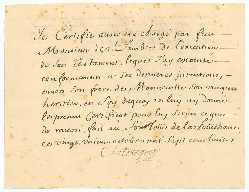 St. Lambert's Will Certification, 1708 St. Lambert's Will Certification, 1708